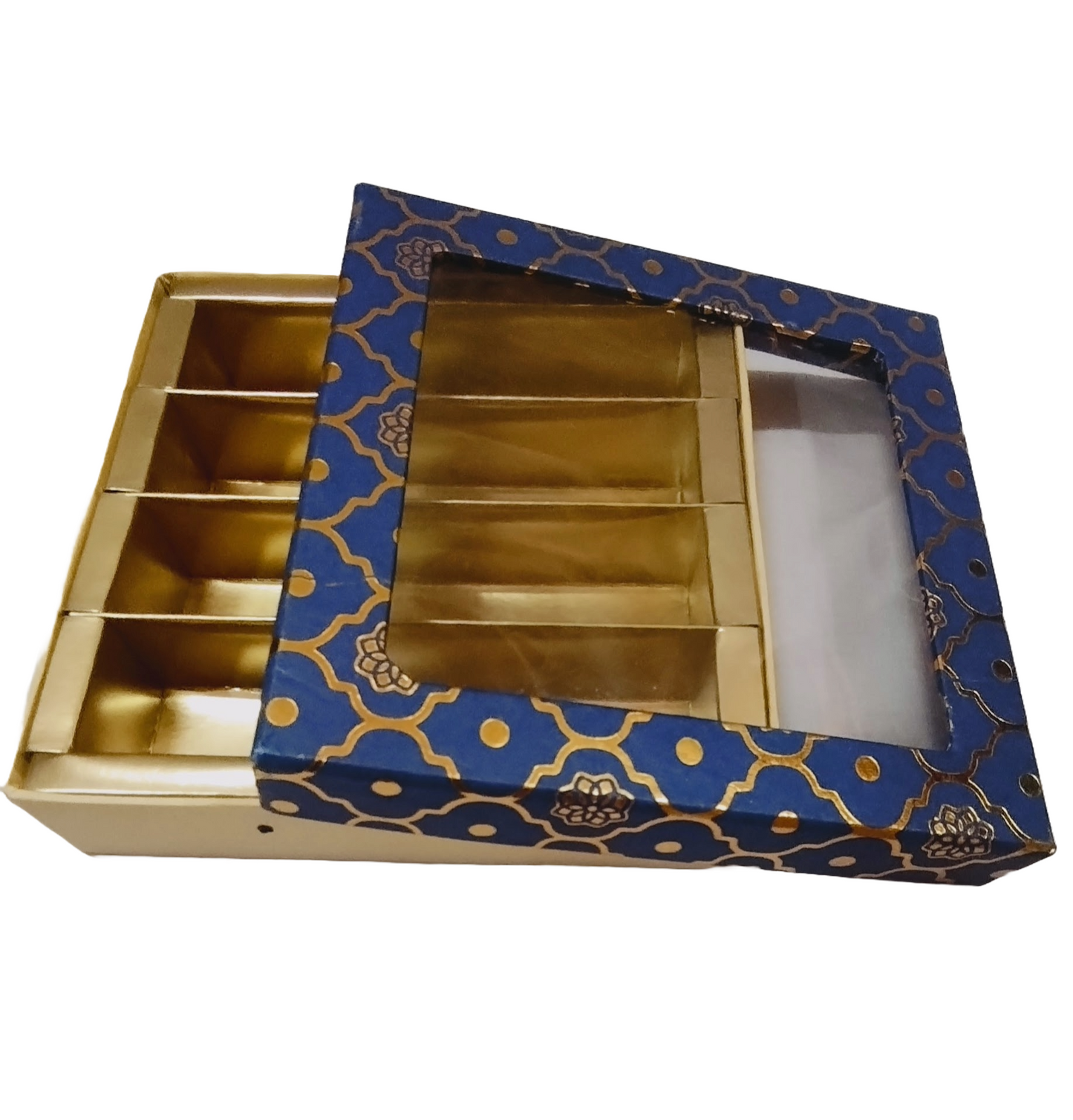 Blue Golden Design Square Empty Sweet Boxes- 500 Gm