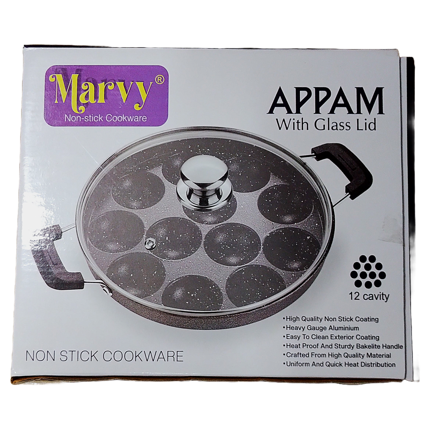 Appam Patra Paniyaram Non Stick Pan With glass Lid