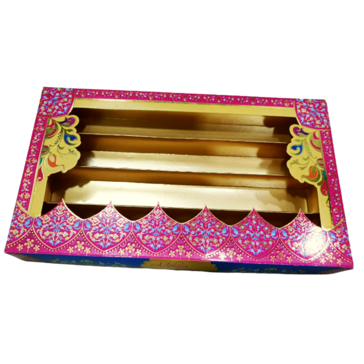 Fancy Traditional Pink Gold Design Sweet Box - (1 kg)