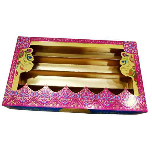 Fancy Traditional Pink Gold Design Sweet Box - (1 kg)