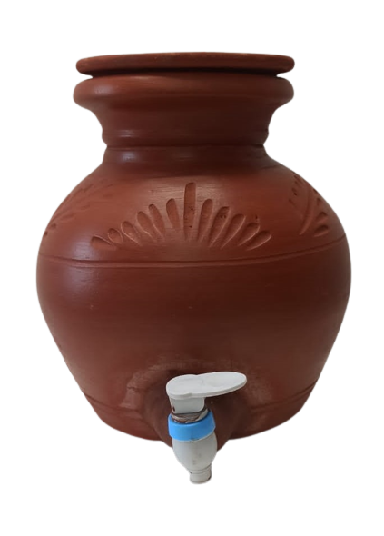 Natural Brown Earthen Water Clay Pot /Matka w/ Tap