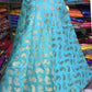 Beautiful Light Blue Gold Brocade Silk Lehnga (Skirt) # 2