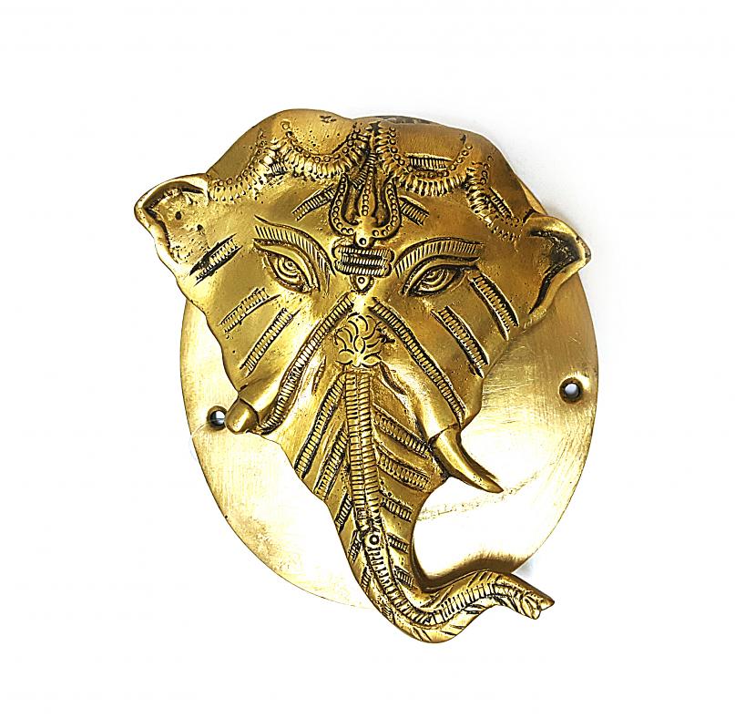 Golden Brass Leaf Ganesh Door Knocker