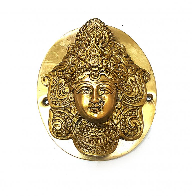 Pure Brass Golden Maa Durga Face Door Knocker