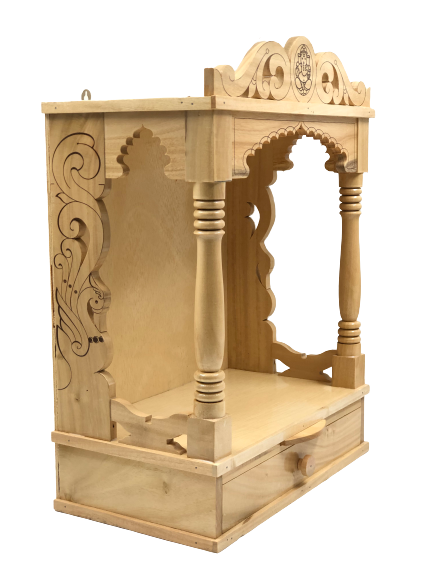 Traditional Open Simple Carving  Sevan Wooden Temple - 18" & 19.5" Height