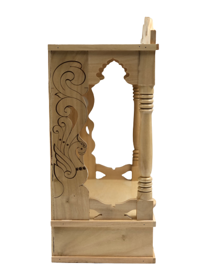 Traditional Open Simple Carving  Sevan Wooden Temple - 18" & 19.5" Height