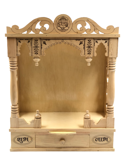 Elegant Simple Carving Sevan Wooden Open Temple - 20.5" & 22" Height