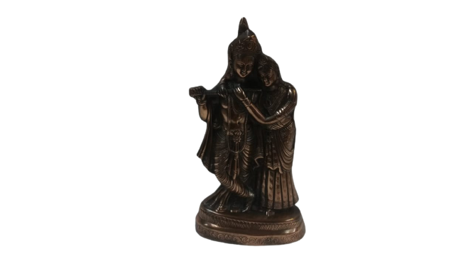 Artistic Black Metal Statue of Radha Krishna 15"