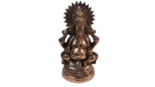 Artistic Carved Black Metal Ganesha Statue - 26.75 Inch