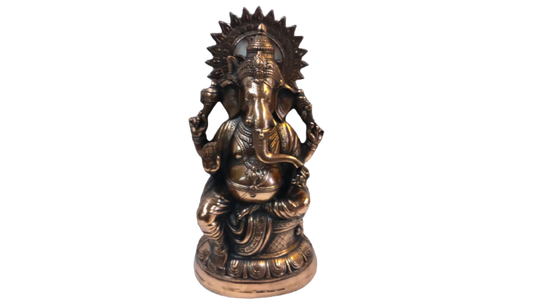 Artistic Carved Black Metal Ganesha Statue - 24 Inch