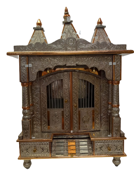 Aluminum Copper Oxidized Plated Temple w/ Doors 26.5 x 13.5 x 39"