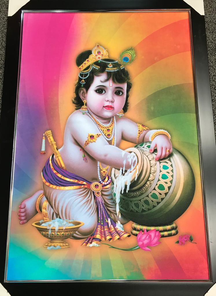 Sparkle Canvas Print Frame Picture of Bal Krishna # 1 - 20 x 30"