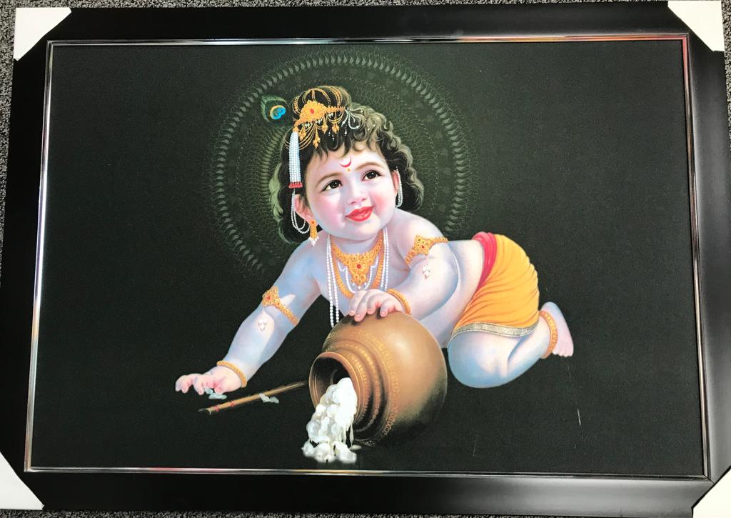 Sparkle Canvas Print Frame Picture of Bal Krishna # 2 - 20 x 30"