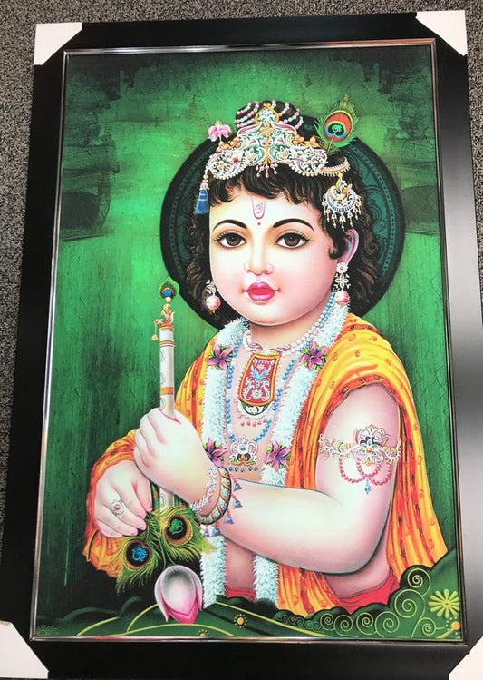 Sparkle Canvas Print Frame Picture of Bal Krishna # 3 - 20 x 30"
