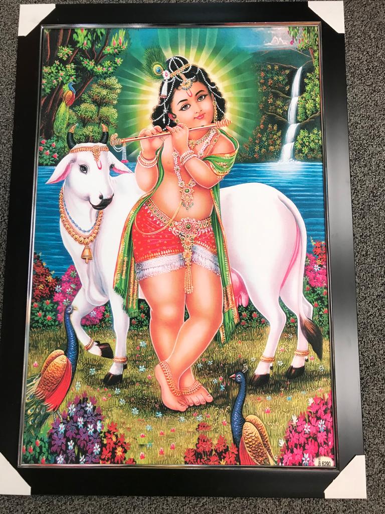 Sparkle Canvas Print Frame Picture of Bal Krishna # 4 - 20 x 30"