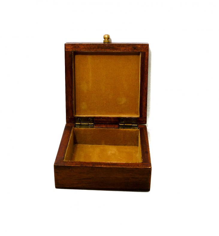 Wooden Earrings Jewelry Box w/ Attached Lid 4.5"