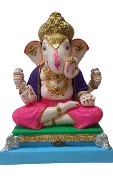 Beautiful & Colorful Lord Ganesh Statue on Patala - 17"