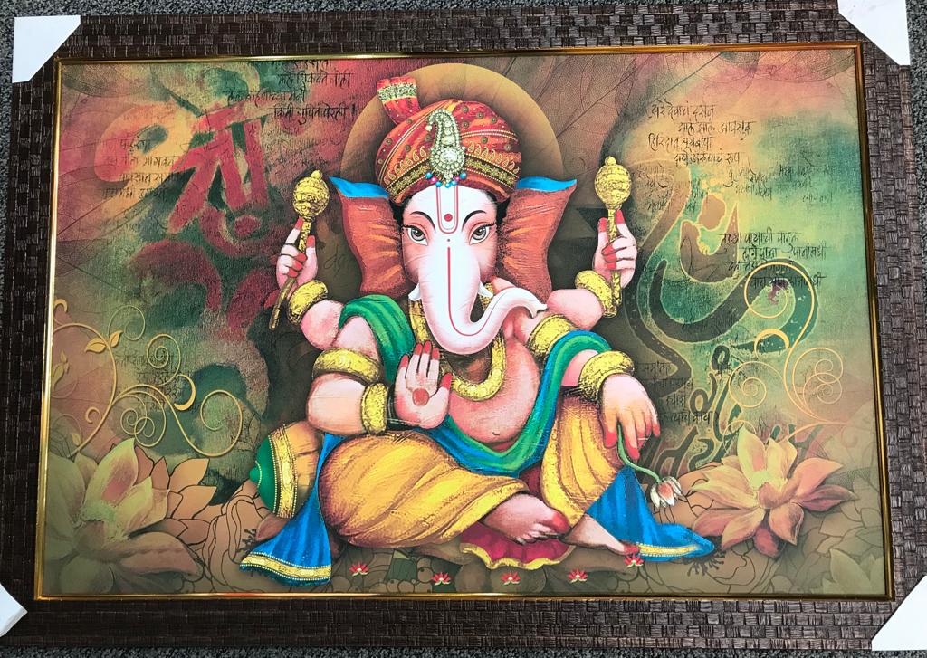 Sparkle Canvas Print Frame Picture of Ganeshji # 13 - 20 x 30"