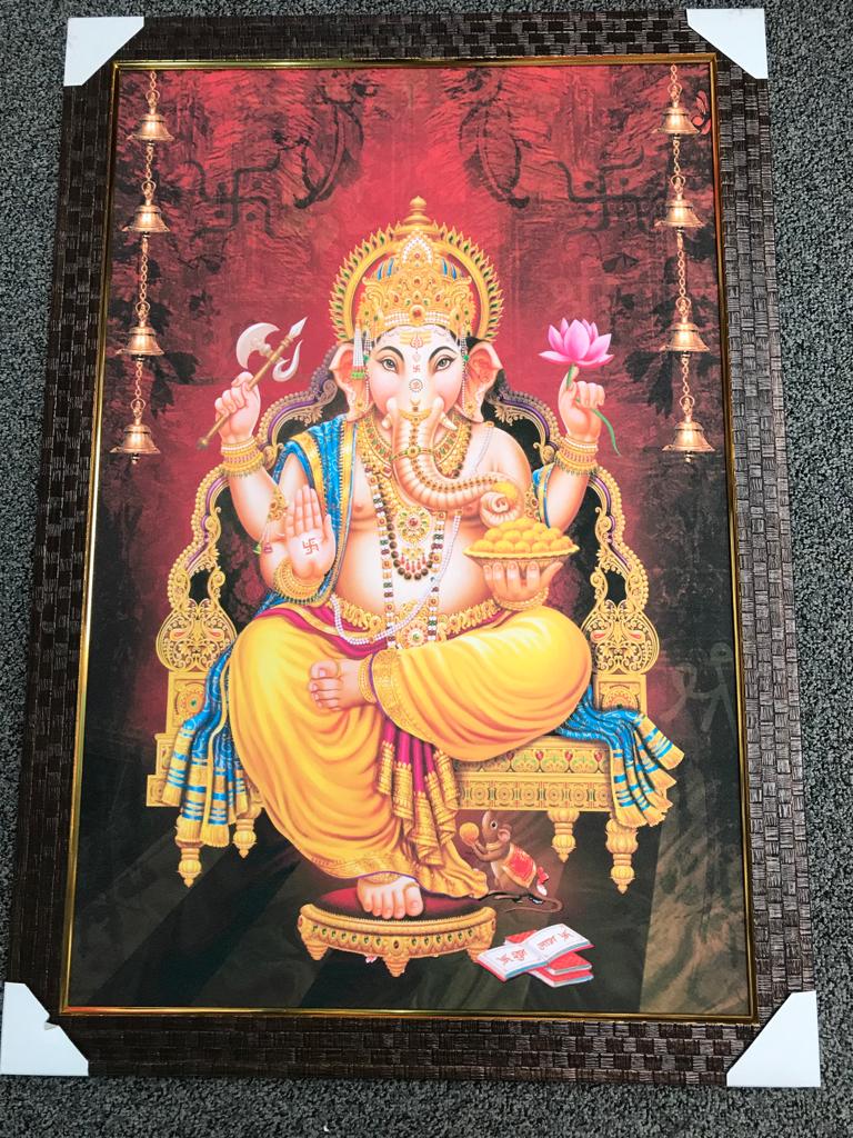 Sparkle Canvas Print Frame Picture of Ganeshji # 15 - 20 x 30"
