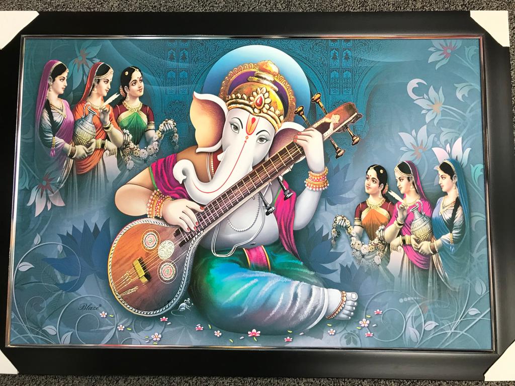 Sparkle Canvas Print Frame Picture of Ganeshji # 16 - 20 x 30"