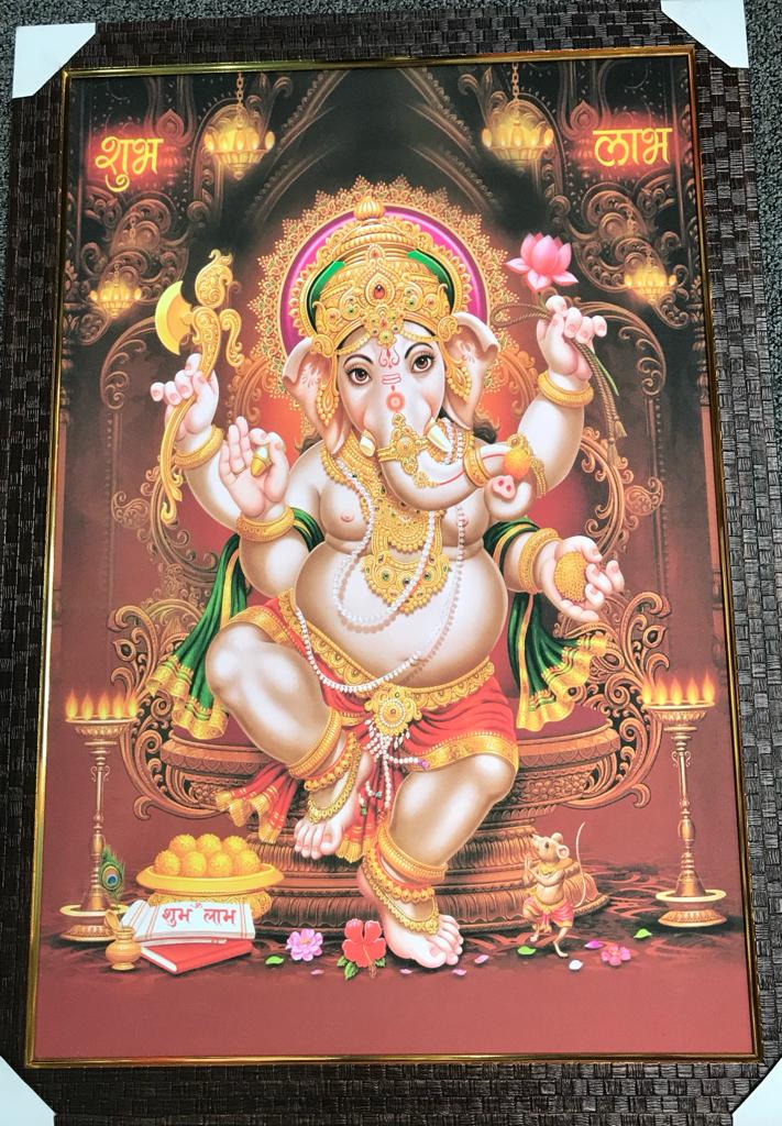 Sparkle Canvas Print Frame Picture of Ganeshji # 3 - 20 x 30"