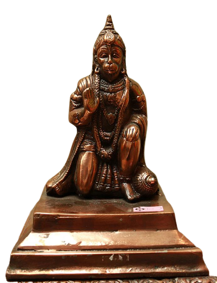 Artistic Black Metal Statue Of God Sitting Hanuman 9"