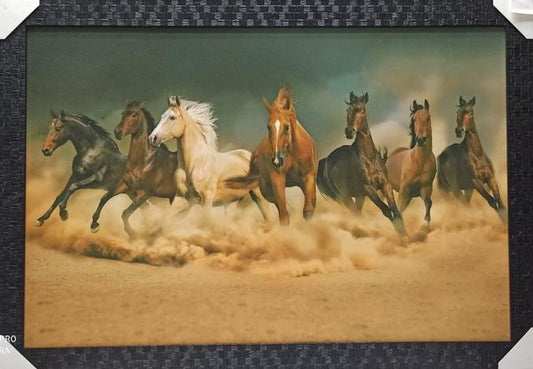 Home Decor Framed Wall Art Picture of Horses # 1 - 33 x 23"