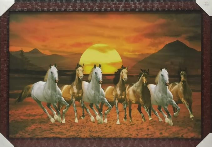 Home Decor Framed Wall Art Picture of Horses # 8 - 33 x 23"