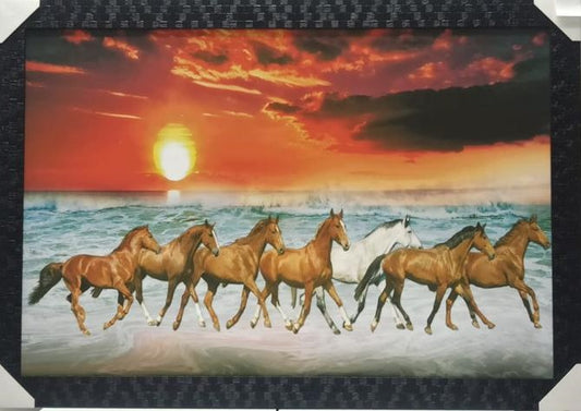 Home Decor Framed Wall Art Picture of Horses # 9 - 33 x 23"