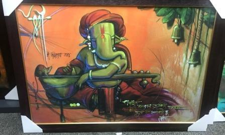 Beautiful Wooden Framed Photo of Lord Ganesha # 6 - 20 x 30"