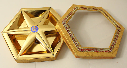 Golden Hexagon 6 Partition Dry Fruit Box- S035