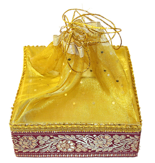 Golden Red Square Tokri- S046