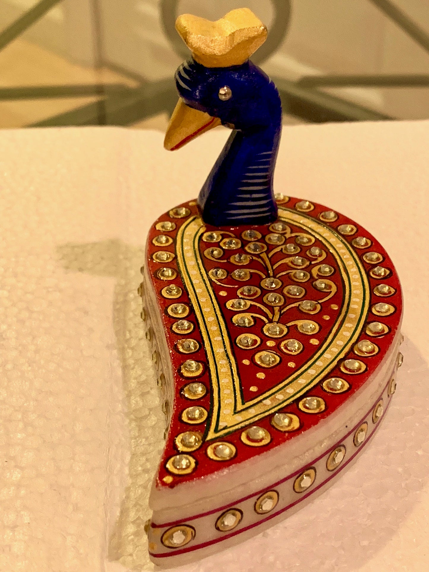 Marble Peacock Shape Chopra / Kumkum Holder