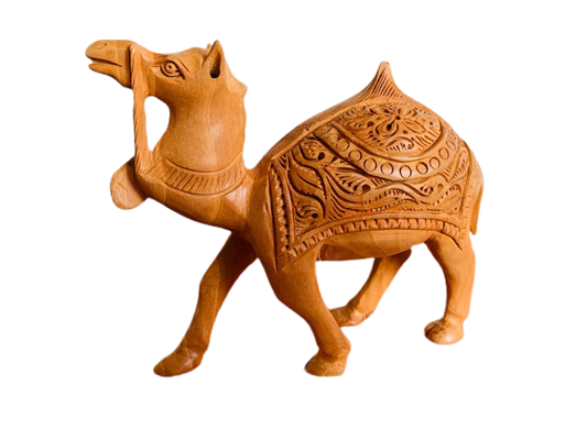 Carved Wooden Camel Figuring Home Decor Showpiece