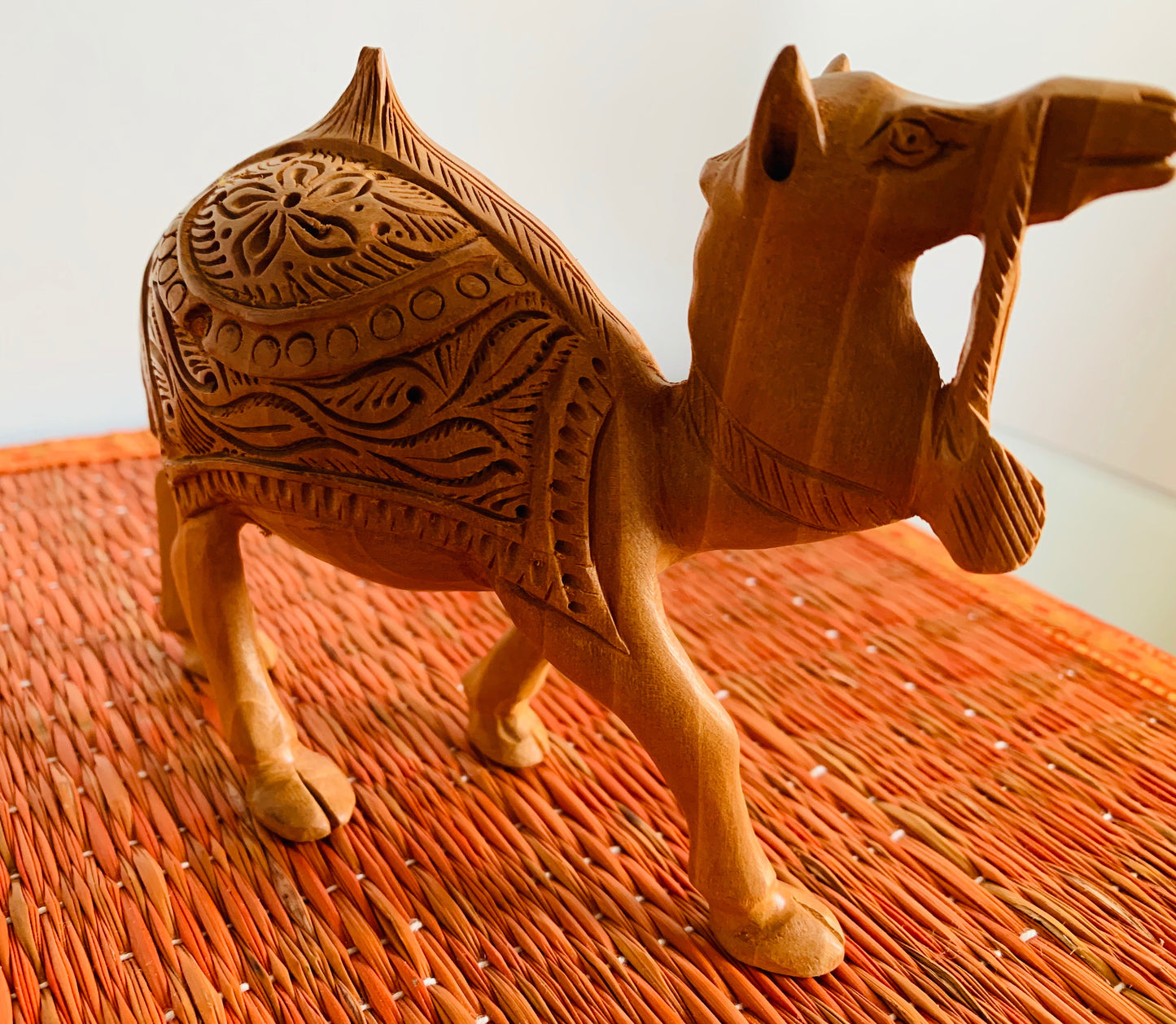 Carved Wooden Camel Figuring Home Decor Showpiece