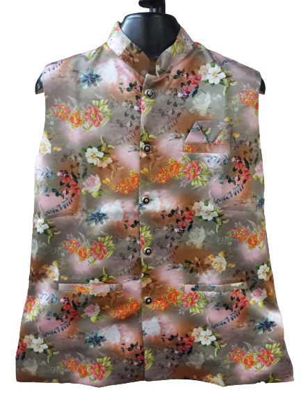 Sleeveless Satin Printed Nehru Modi Jackets at Rs 550/piece | Modi Jacket  in New Delhi | ID: 2851317106497