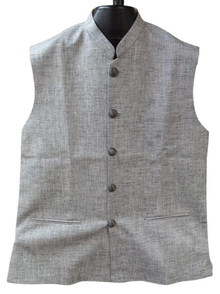 Khadi Plain Sleeveless Jacket (Bandi, Modi Jacket) # 3