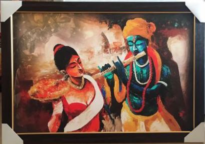 Home Decor Framed Wall Art of Radha Krishna # 7 - 20 x 30"