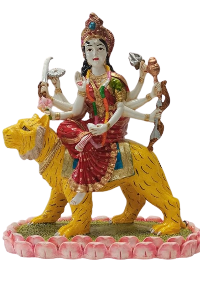 Beautiful & Colorful Statue of Hindu Goddess Maa Durga - 12"