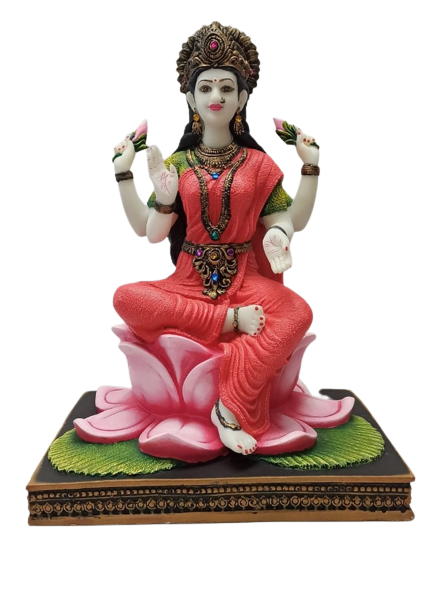 Beautiful & Colorful Statue of Hindu Goddess Maa Lakshmi - 12"