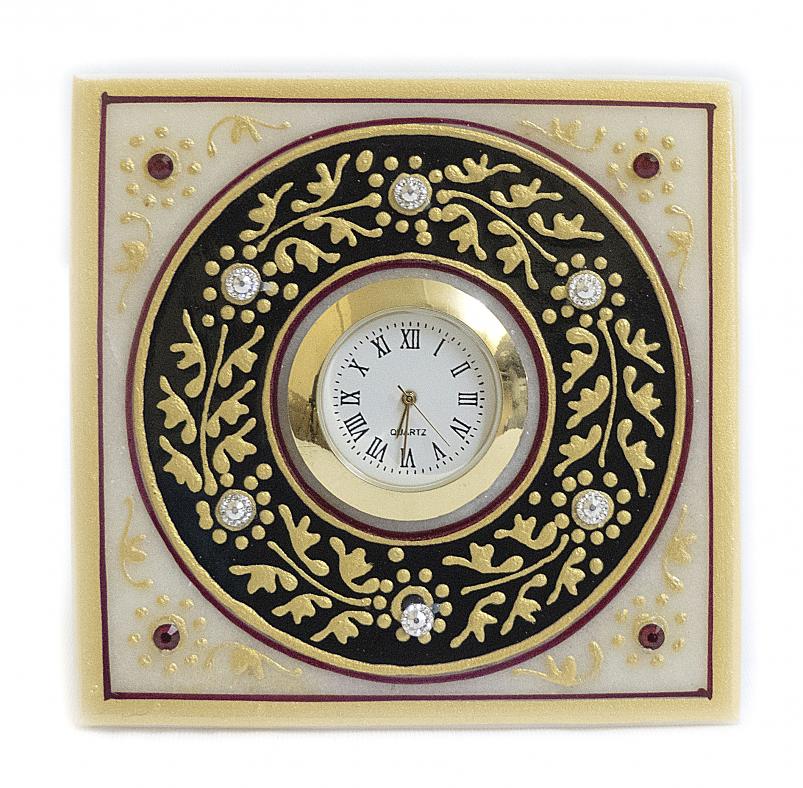 Marble Table Clock Square Decorative Handcrafted