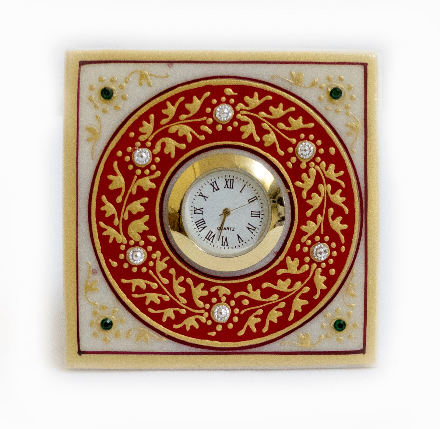 Marble Table Clock Square Decorative Handcrafted