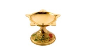 Traditional Golden Brass Meenakari Diya