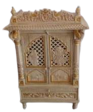 Beautifully Crafted White Sevan Wooden Temple With Doors - 24" & 27"