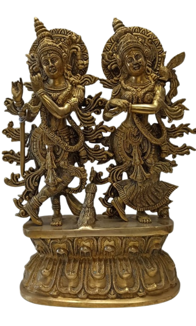 Brass Artistic Carved Statue of Radha Krishna - 17"