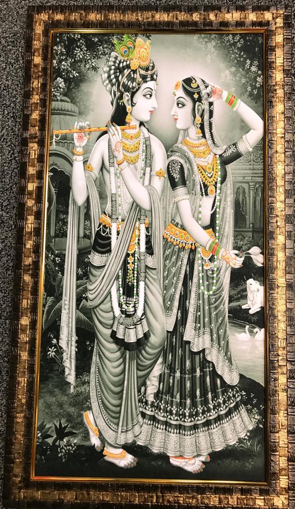 Sparkle Canvas Print Frame Picture of Radha Krishna # 16 - 20 x 30"