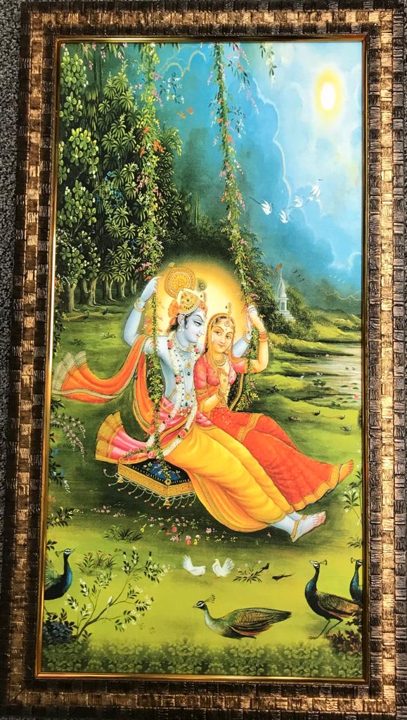 Sparkle Canvas Print Frame Picture of Radha Krishna # 17 - 20 x 30"