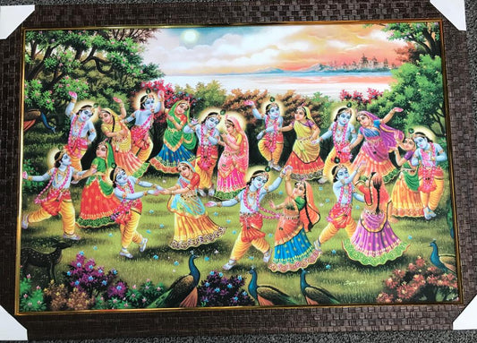 Sparkle Canvas Print Frame Picture of Radha Krishna # 18 - 20 x 30"