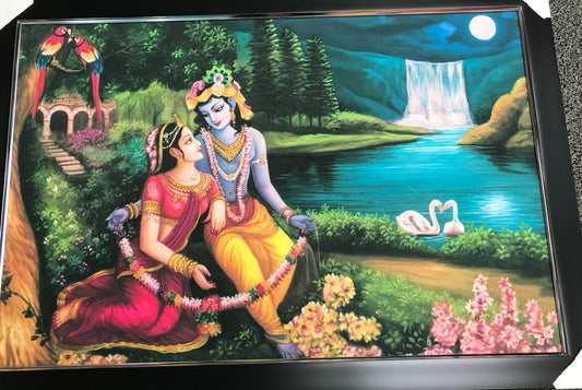 Sparkle Canvas Print Frame Picture of Radha Krishna # 2 - 20 x 30"