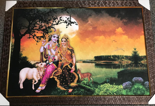 Sparkle Canvas Print Frame Picture of Radha Krishna # 3 - 20 x 30"